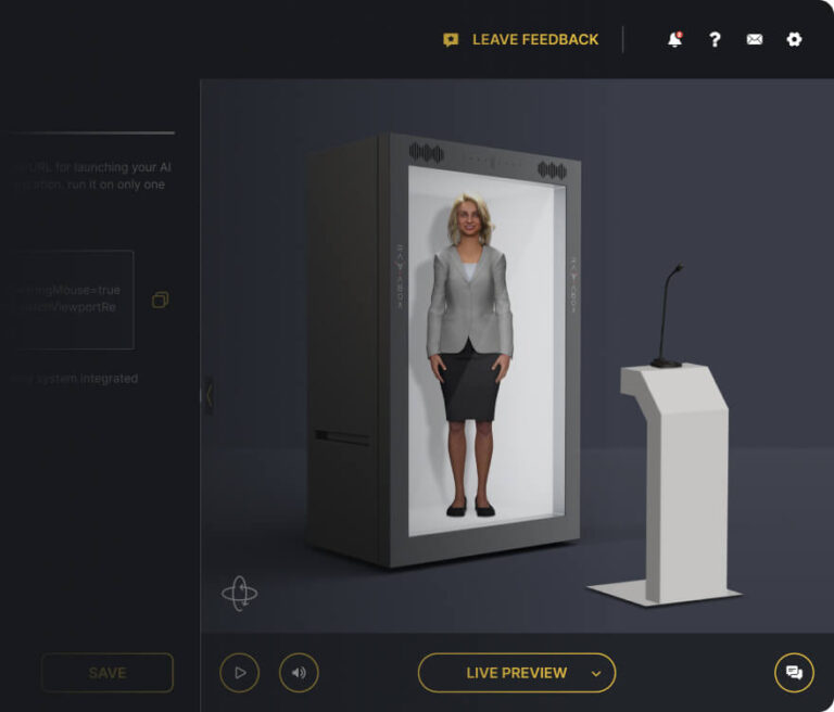 Genesis Studio interface for streaming personalized AI holograms to a holobox
